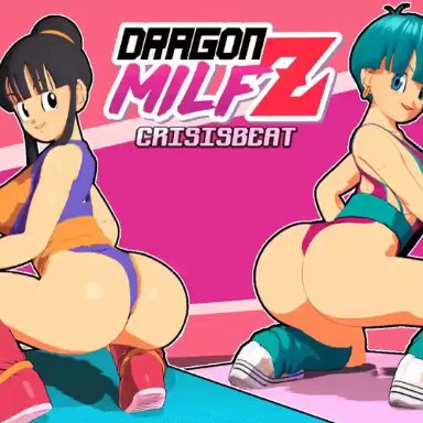 2girls, 3d, 3d animation, animated, animation, armbands, ass, black hair, blue hair, bulma briefs, chichi, crisisbeat, dat ass, dragon ball, dragon ball super