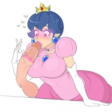 1boy, 1girls, balls, basic edit, big penis, bimbo, blush, blushing profusely, bwc, cosplay, crown, dress, edit, edited, erection