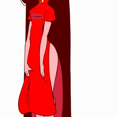 1girl, animated, anthro, cheongsam, china dress, chinese clothes, colored, diives, dress lift, female, glasses, gu (diives), long hair, no panties, oc