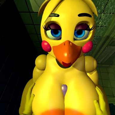 1boy, 1boy1girl, 1girls, 3d, animated, animatronic, anthro, avian, bathroom, big breasts, bouncing breasts, chica (fnaf), chicken, five nights at freddy's, five nights at freddy's 2