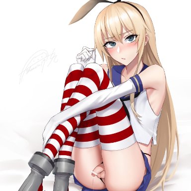 1boy, femboy, ikemeru19, shimakaze (kantai collection), solo, tagme, trap