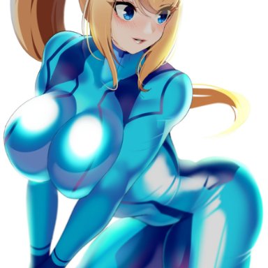 1girls, blonde hair, breasts, large breasts, metroid, nintendo, samus aran, volyz, zero suit