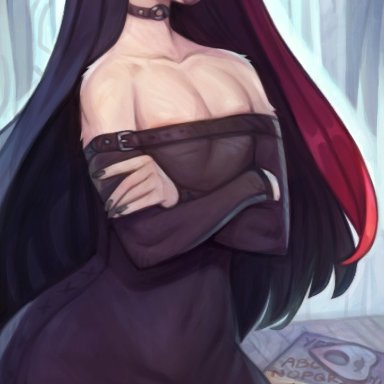 anthro, black dress, black hair, black lipstick, black nails, choker, cock ring, crossdressing, cyancapsule, ear piercing, eyeshadow, femboy, fishnets, girly, goth