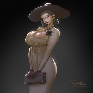 1girls, alcina dimitrescu, big breasts, breasts, cleavage, female, female only, large breasts, pinkdrawz, playstation, playstation 5, resident evil, resident evil 8: village, sony corporation, sony interactive entertainment