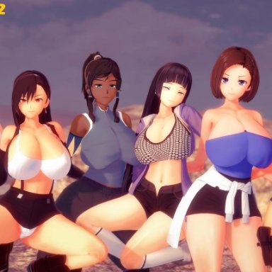 3d, 6+girls, 8girls, avatar the last airbender, big ass, big breasts, bishoujo senshi sailor moon, black lagoon, claire redfield, cleavage, crossover, curvaceous, curvy, female, female only