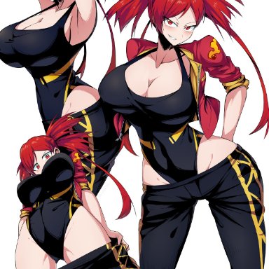 1girls, bare hips, big breasts, breasts, cleavage, female, female only, flannery (pokemon), game freak, gym leader, jacket, nintendo, one-piece swimsuit, pokemon, pokemon rse