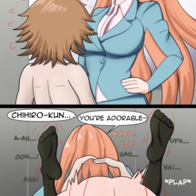 danganronpa, danganronpa 3, female, femdom, fujisaki chihiro, instant loss 2koma, male, reverse mating press, sex, teacher, trap, vandiward (artist), yukizome chisa