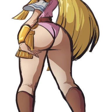 a link between worlds, ass, big ass, big butt, blonde hair, blue eyes, boots, bracer, bubble ass, bubble butt, dat ass, dress, female, female only, ghostbreaker