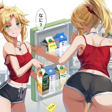 1girls, ass, back, bare shoulders, blonde hair, braid, breasts, camisole, carton, cleavage, fate (series), fate/apocrypha, female, female only, french braid