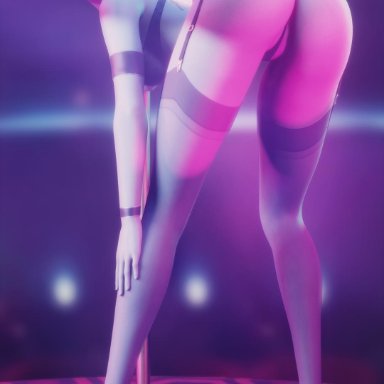 1girls, 3d, ass, blender, female, female only, huge ass, looking at viewer, looking back, overwatch, widowmaker, xordel