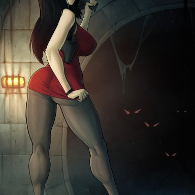 1girls, ada wong, ass, big ass, big breasts, breasts, devil hs, dress, dress lift, female, female only, high heels, large breasts, looking at viewer, looking back