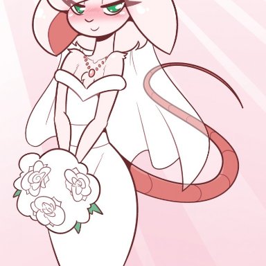 1boy, bride, cobatsart, crossdressing, crown, eyelashes, femboy, flowers, furry, gay, girly, green eyes, male, male only, mouse