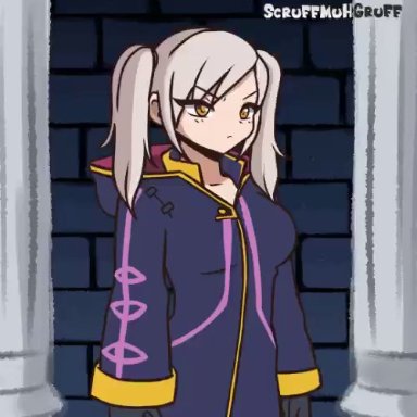 1girls, angry, animated, bouncing breasts, bra, cleavage, fire emblem, fire emblem: awakening, flashing, nintendo, robin (fire emblem), robin (fire emblem) (female), scruffmuhgruff, solo, solo female