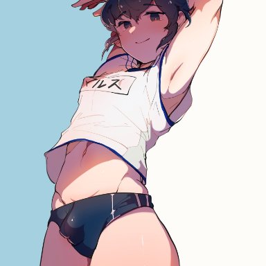 armpits, arms up, bulge, byebyefrog, femboy, fire emblem, gym uniform, marth, nintendo, trap