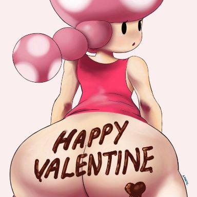 1girls, ass, ass focus, big ass, black eyes, body writing, bottomless, butt crack, chocolate, eyelashes, female, female only, fungi fauna, fungi humanoid, heart