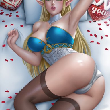 1girls, alexander dinh, ass, big ass, female, female only, nintendo, princess zelda, solo, the legend of zelda, thighhighs, valentine's day, zelda (breath of the wild)