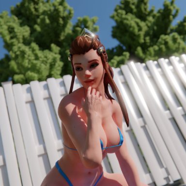 3d, big breasts, blender, breasts, brigitte, bulge, cleavage, dickgirl, erection, erection under clothes, futa only, futanari, hyper penis, large breasts, overwatch