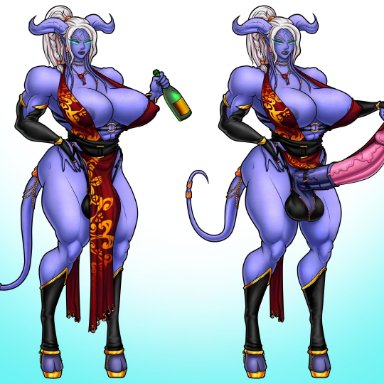 1futa, annarielle, balls, blizzard entertainment, bottle, casual boner, casual exposure, character sheet, dickgirl, draenei, dress, dress lift, erection, futa only, futanari