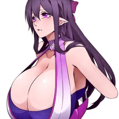 armpits, barely contained, big breasts, breast, breasts, camui kamui, cleavage, cute, elf ears, enormous breasts, female, female focus, female only, gigantic breasts, huge breasts