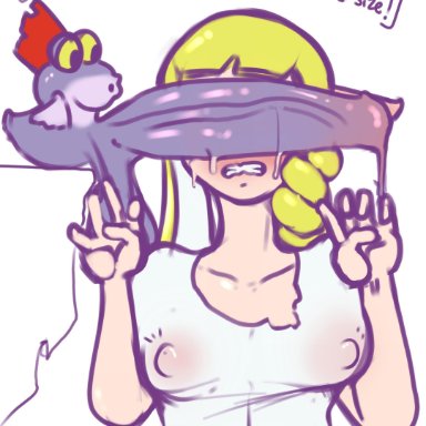 big balls, big penis, covered eyes, dedalo, female, inkling, inkling girl, male, nintendo, partially clothed, pog, poggers, ripped clothing, salmonid, shocked