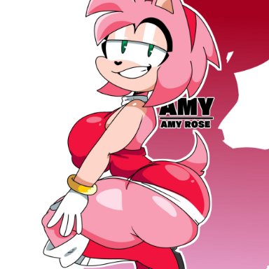 1girls, amy rose, anthro, ass, big ass, big breasts, big butt, bimbo, breasts, bubble ass, bubble butt, clothed, clothed female, colored, fat ass