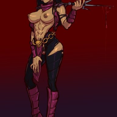 1girls, abs, areolae, big breasts, breasts, female, female only, large breasts, mileena, mortal kombat, nipples, pears (artist), solo