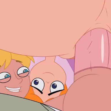 anal sex, animated, balls, balls deep, bouncing ass, candace flynn, canon couple, condom, gif, huge ass, jeremy johnson, low-angle view, male, no panties, no sound