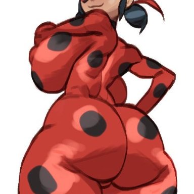 1girls, ass, big ass, big breasts, female, huge ass, ladybug (character), large ass, large breasts, looking back, miraculous ladybug, skin tight, solo, standing, thick ass