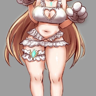 1girls, awesomeerix, breasts, cat costume, cat lingerie, cleavage, female, female only, mythra, nintendo, paw pose, solo, solo female, xenoblade (series), xenoblade chronicles 2