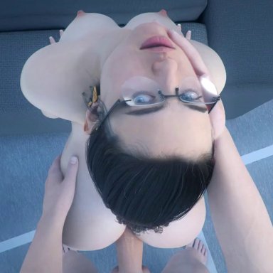 3d, anal, anal penetration, anal sex, animated, big ass, biting lip, black hair, blue eyes, bubble butt, caress, death stranding, doggy style, excited, glasses