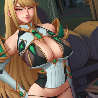 1girls, big breasts, breasts, cleavage, deilan12, female, female only, large breasts, mythra, solo, xenoblade (series), xenoblade chronicles 2