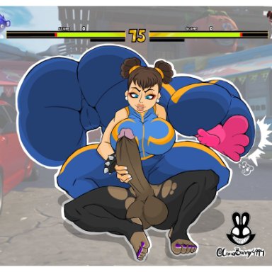 big ass, big balls, big penis, blue eyes, bracelet, breasts, brown hair, cameltoe, capcom, christomwow, chun-li, cuddle team leader, dark-skinned futanari, earrings, epic games