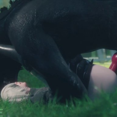 3d, animated, bestiality, blindfold, canine penis, eyes, interspecies, knot, nier: automata, outdoor, outdoor sex, size difference, sound, tagme, video