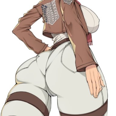 ass focus, attack on titan, big ass, big breasts, black hair, mikasa ackerman