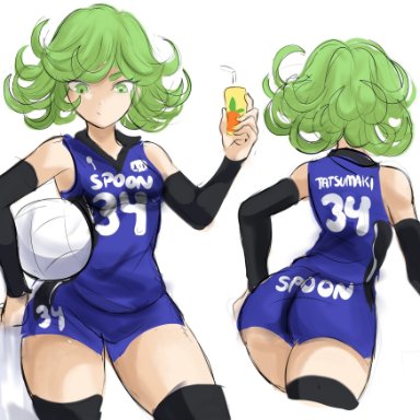 ass, big ass, breasts, female, full body, green eyes, green hair, highres, legs, long legs, looking at viewer, multiple views, neddup, one-punch man, short hair