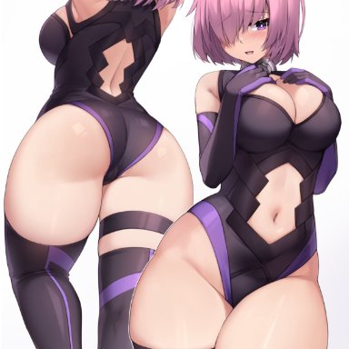 1girls, big breasts, breasts, cleavage, fate (series), fate/grand order, female, female only, iwbitu, large breasts, mash kyrielight, solo, thick thighs, thighhighs, wide hips