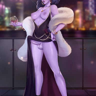 1futa, breasts, clothed, clothing, dress, erection, erection under clothes, exlic, futanari, high heels, nipples, overwatch, penis, tagme, testicles