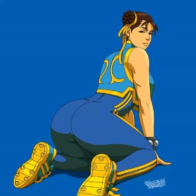1girls, animated, ass, ass shake, big ass, chun-li, female, female only, looking at viewer, naavs, solo, street fighter, thick thighs, twerking