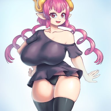 1girls, breasts, cleavage, female, female only, huge breasts, iruru, miss kobayashi's dragon maid, solo, supersatanson, thick thighs, thighhighs, wide hips