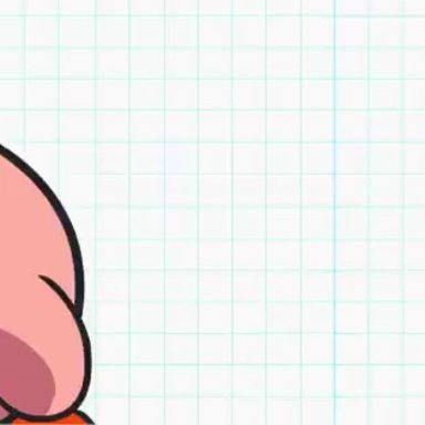 1girls, animated, blonde hair, bouncing breasts, breasts, comedy, eating clothes, female, funny, gun, kirby, kirby (series), metroid, nintendo, nipple slip