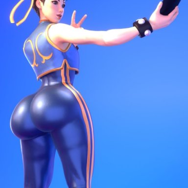 3d, 3d (artwork), ass, brown hair, chun-li, dat ass, dman3d, female, fortnite, huge ass, iphone, muscular female, photo, selfie, street fighter