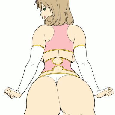 1girls, animated, ass, ass shake, back, back to viewer, big ass, big butt, bouncing ass, bow, breasts, bubble butt, colored, corset, dat ass