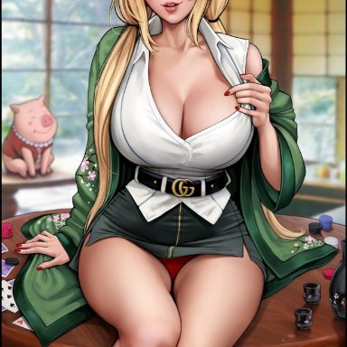 1girls, alternate version available, aroma sensei, artist name, big breasts, blonde hair, breasts, busty, cleavage, female, female only, funnaycrap, hokage, hourglass figure, huge breasts