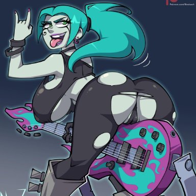 1girls, busty, danny phantom, ember mclain, female, female focus, female only, ghost, ghost girl, green eyes, hourglass figure, nickelodeon, noctz, pinup, pinup pose