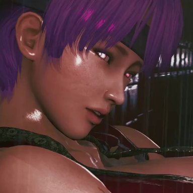 animated, ayane, ayane (doa), breast grab, cum, cum inside, dead or alive, double penetration, facial, huge breasts, interracial, paizuri, perfectdeadbeat, police, purple hair