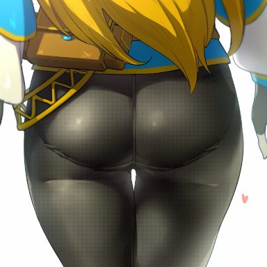 ass, blonde hair, iku (ikuchan kaoru), leggings, long hair, princess zelda, thick ass, thick thighs, thigh gap, thighs, zelda (breath of the wild)