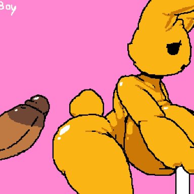 animated, annoyed, bent over, big ass, big breasts, cum, cum in pussy, cum inside, disembodied penis, female, inflation, instant orgasm, male, male/female, pixel animation