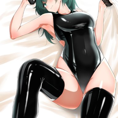 1girls, absurdres, armpits, bare thighs, black gloves, black legwear, blue eyes, blue hair, byleth (female), byleth (fire emblem), byleth (fire emblem) (female), closed mouth, female, fire emblem, fire emblem: three houses