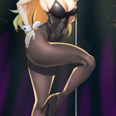 big breasts, bunny ears, bunnysuit, clothed female, cum everywhere, cum in ass, female, female focus, long hair, lulu-chan92, rwby, solo, solo female, solo focus, yang xiao long