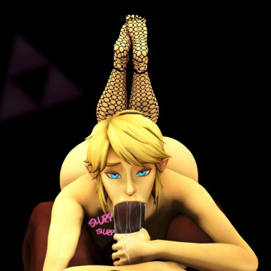 1boy, 3d, 4k, absurd res, androgynous, bbc, big ass, blonde hair, blowjob, blue eyes, breath of the wild, crossdressing, cute, fellatio, femboy